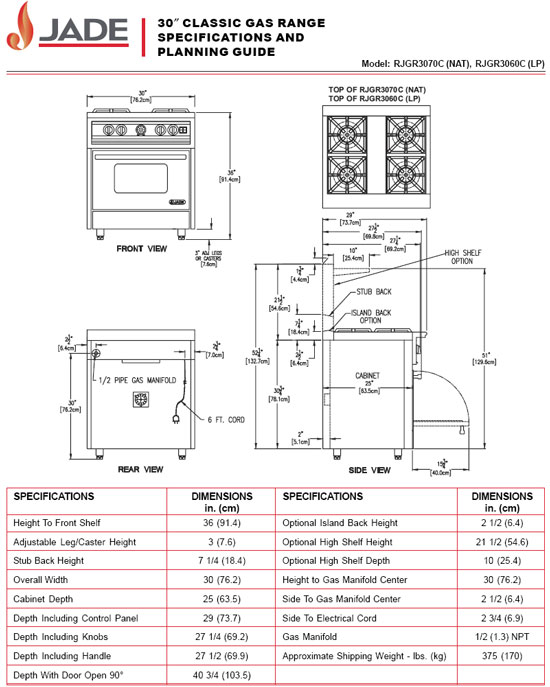 Jade 30 Classic Specifications