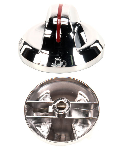 Knob, Gas Valve, Chrome with Red Stripe, for Jade and Dynasty